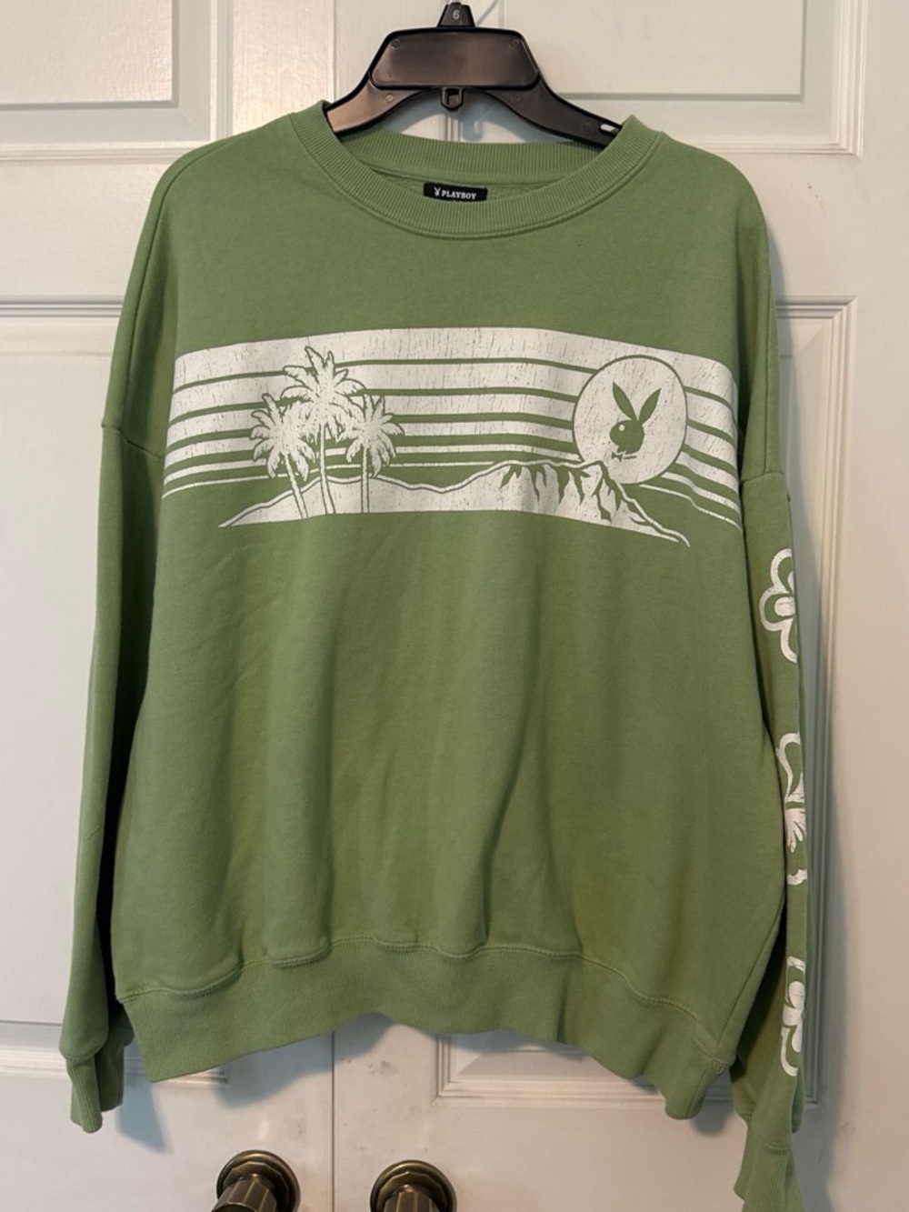 PLAYBOY Green Palm Island Graphic Sweatshirt One Size